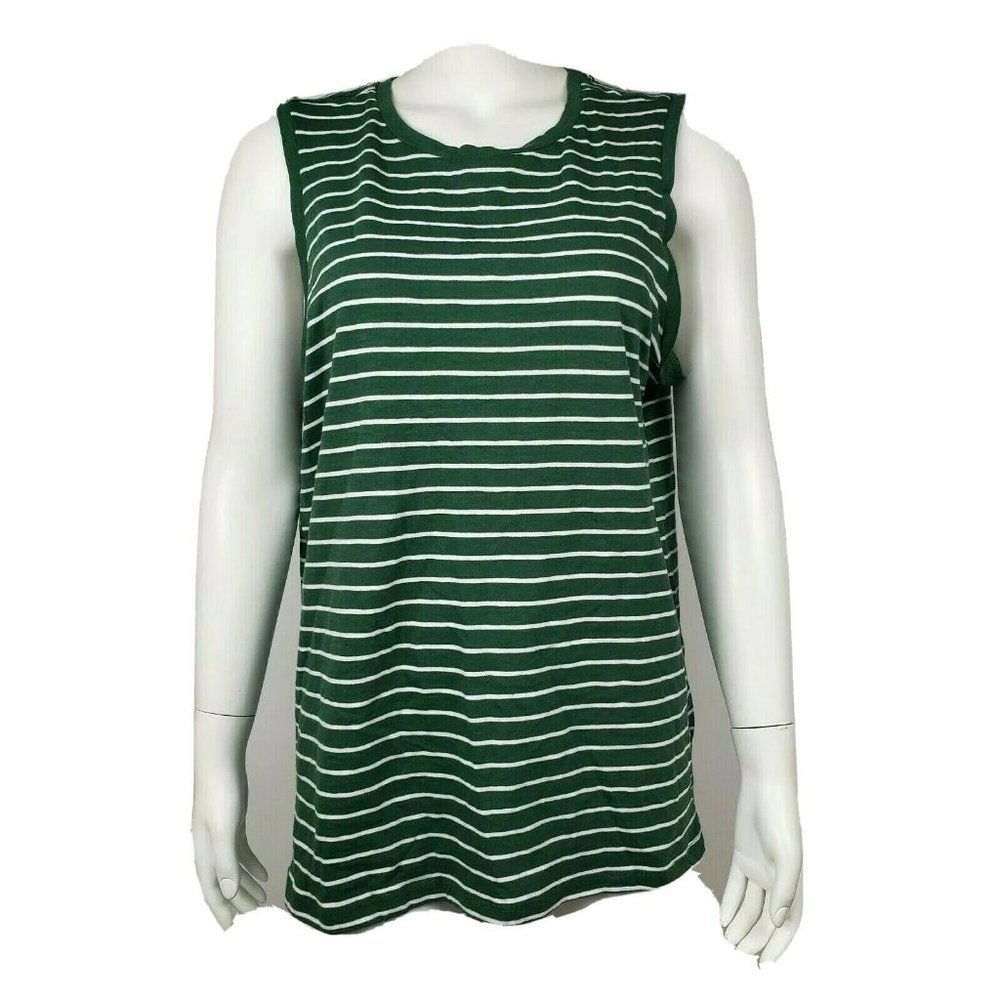 DIP‎ Green Striped Sleeveless Tank Top XL